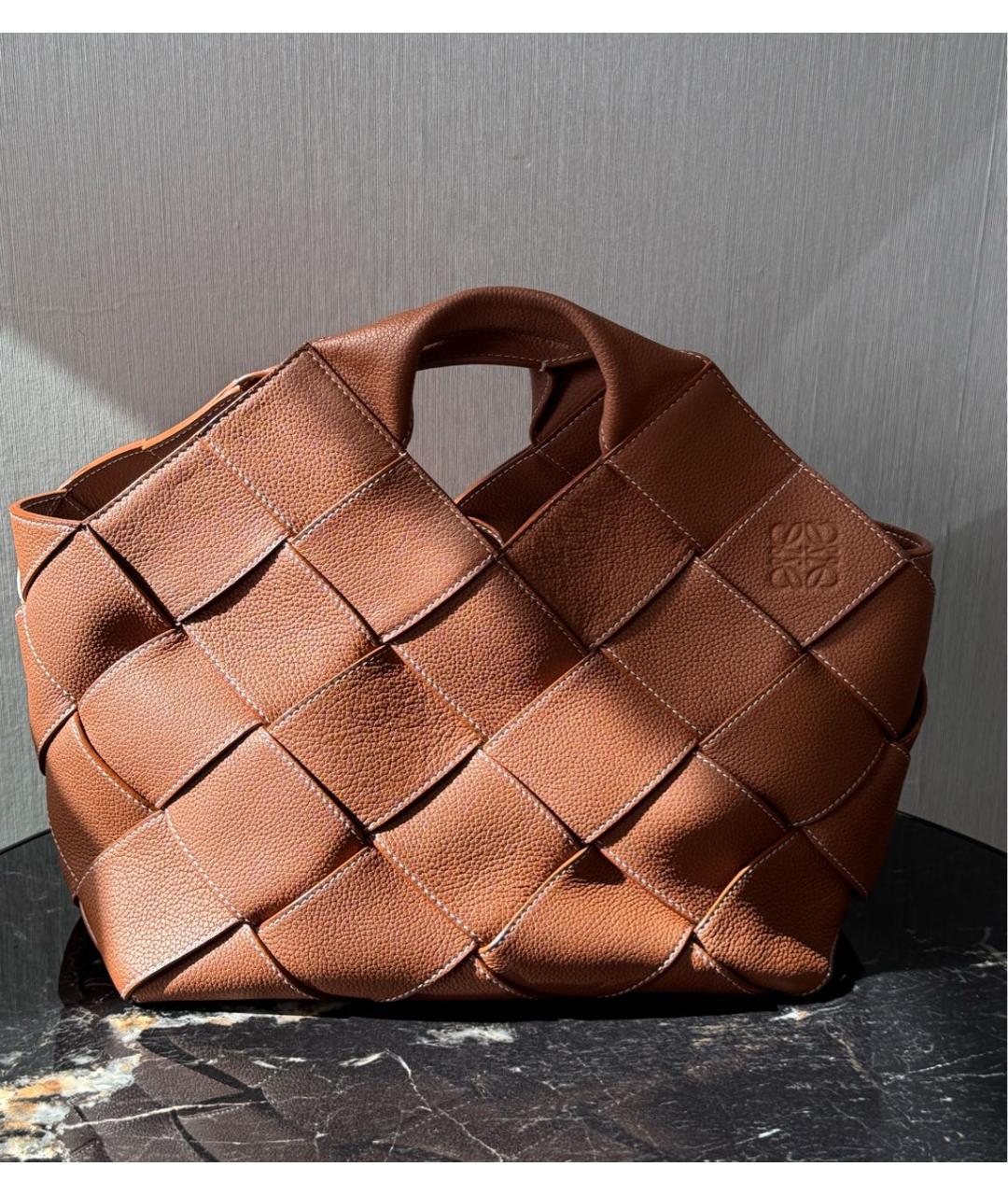LOEWE Коричневая кожаная сумка с короткими ручками, фото 2