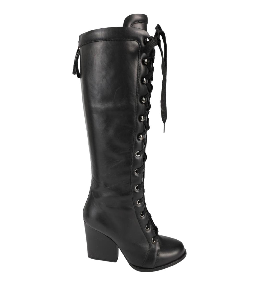 MAX MARA Черные кожаные сапоги, фото 1