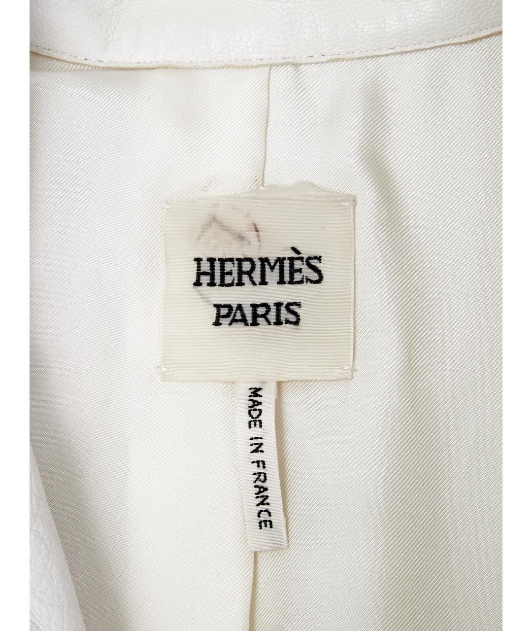 HERMES Белый кожаный тренч/плащ, фото 7