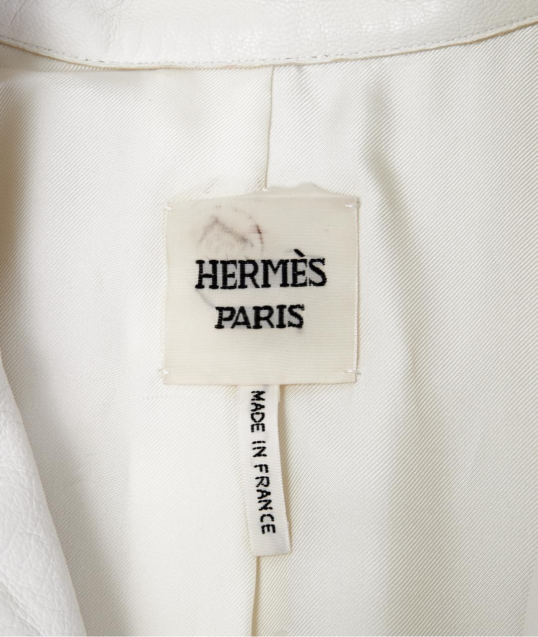 HERMES Белый кожаный тренч/плащ, фото 5