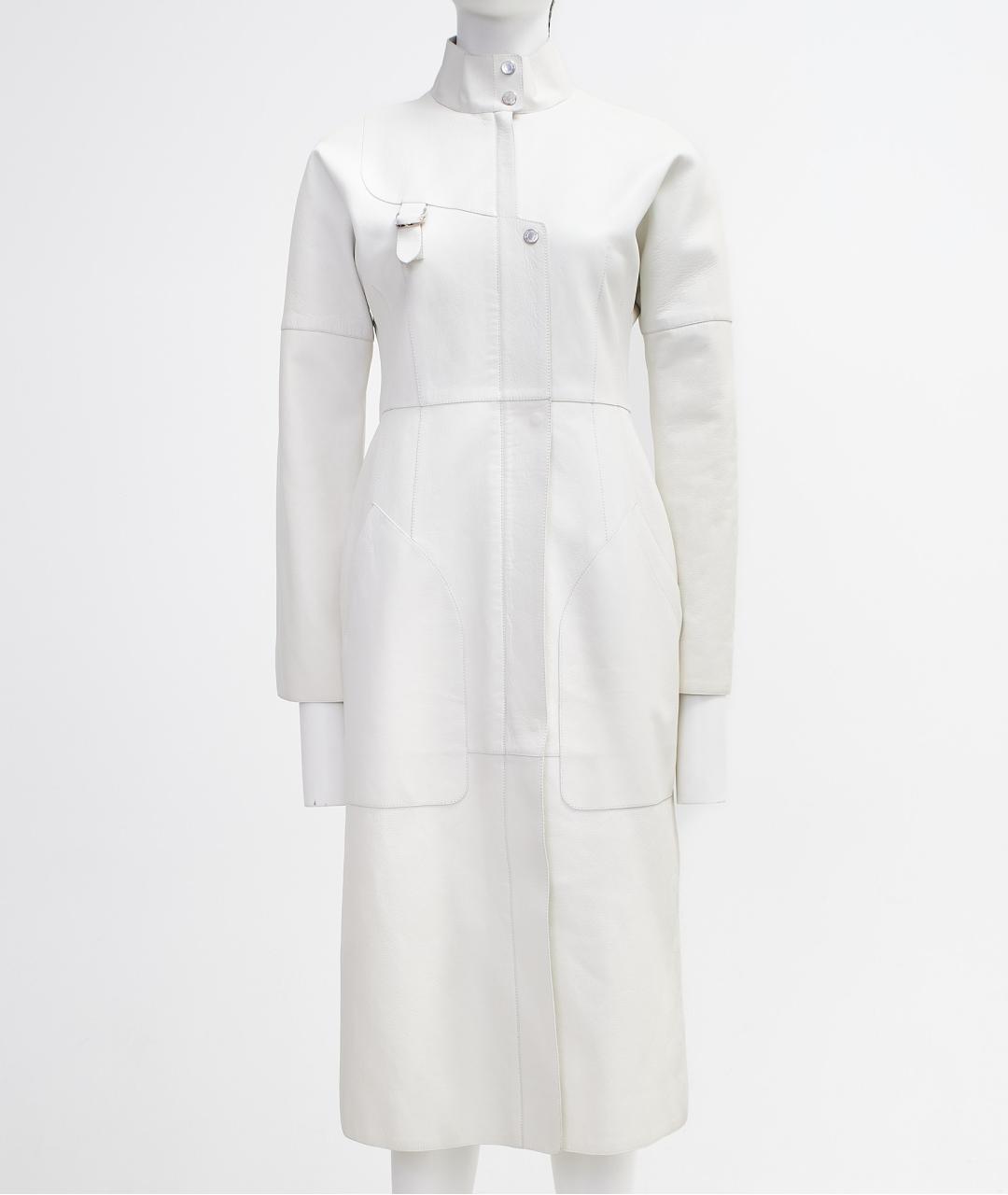 HERMES Белый кожаный тренч/плащ, фото 6