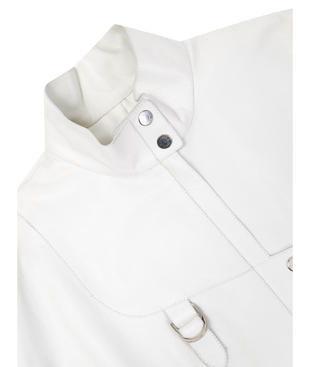 HERMES Белый кожаный тренч/плащ, фото 9