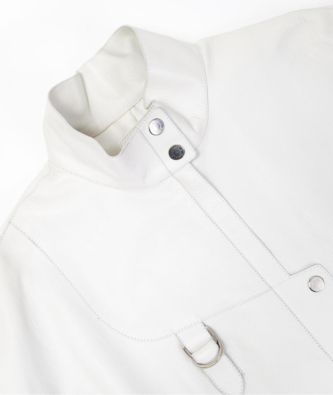 HERMES Белый кожаный тренч/плащ, фото 3