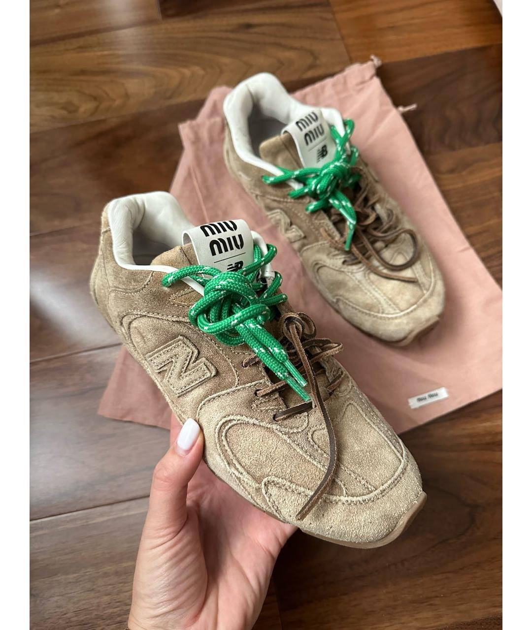MIU MIU Бежевые кеды, фото 2