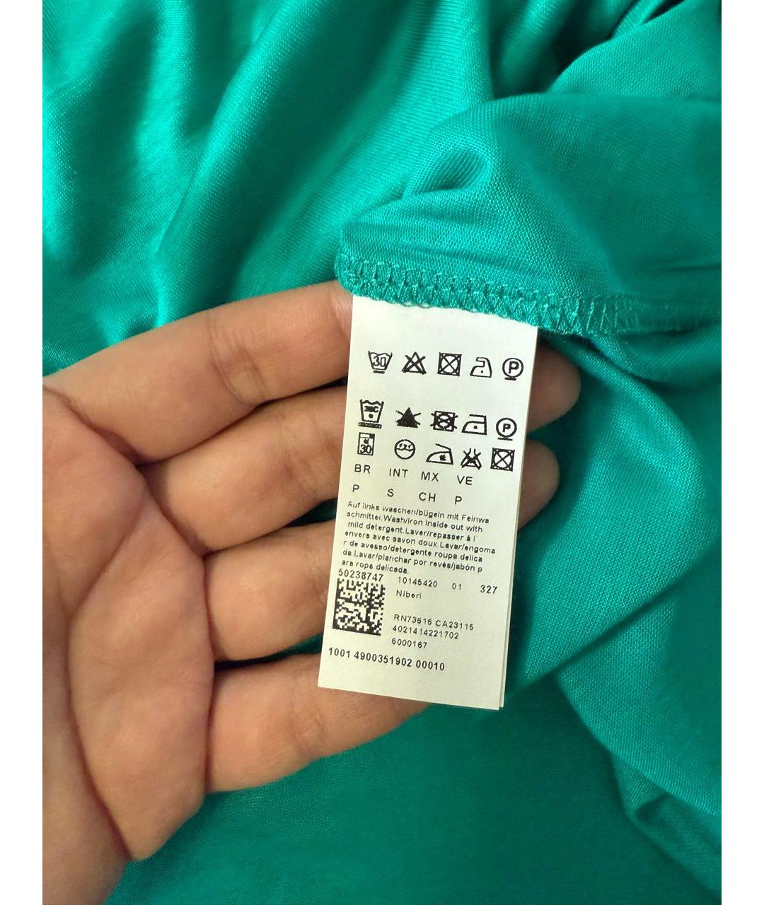 HUGO BOSS Бирюзовая вискозная футболка, фото 4