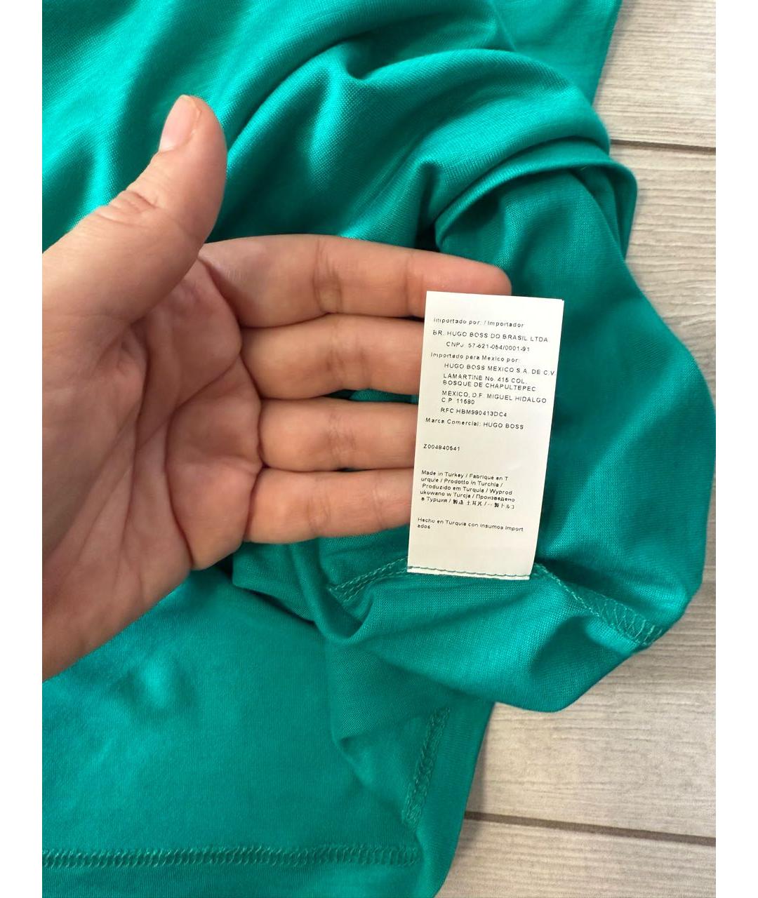HUGO BOSS Бирюзовая вискозная футболка, фото 6