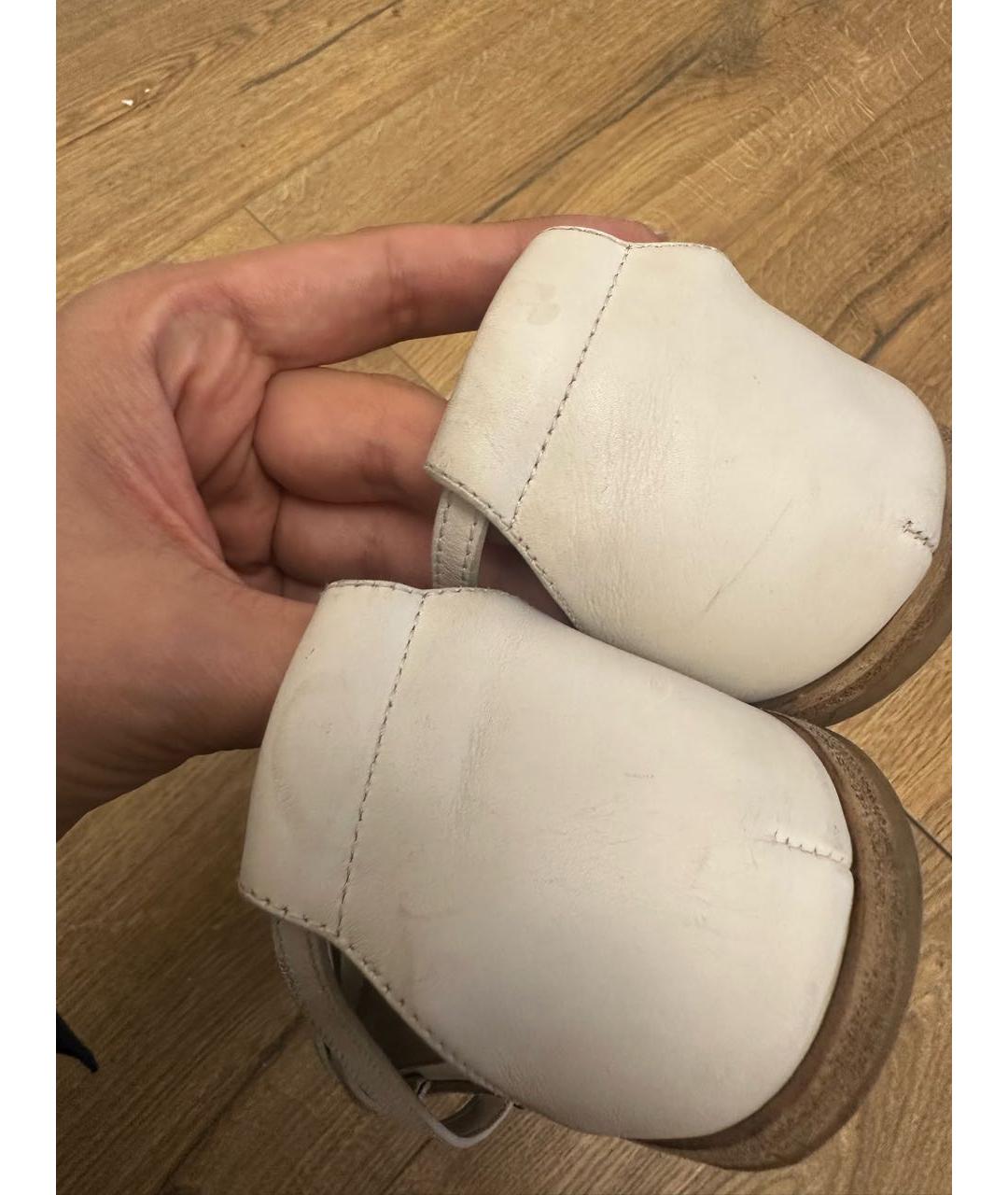 HERMES Белые кожаные сандалии, фото 5