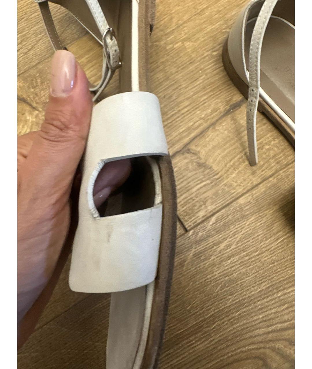 HERMES Белые кожаные сандалии, фото 9
