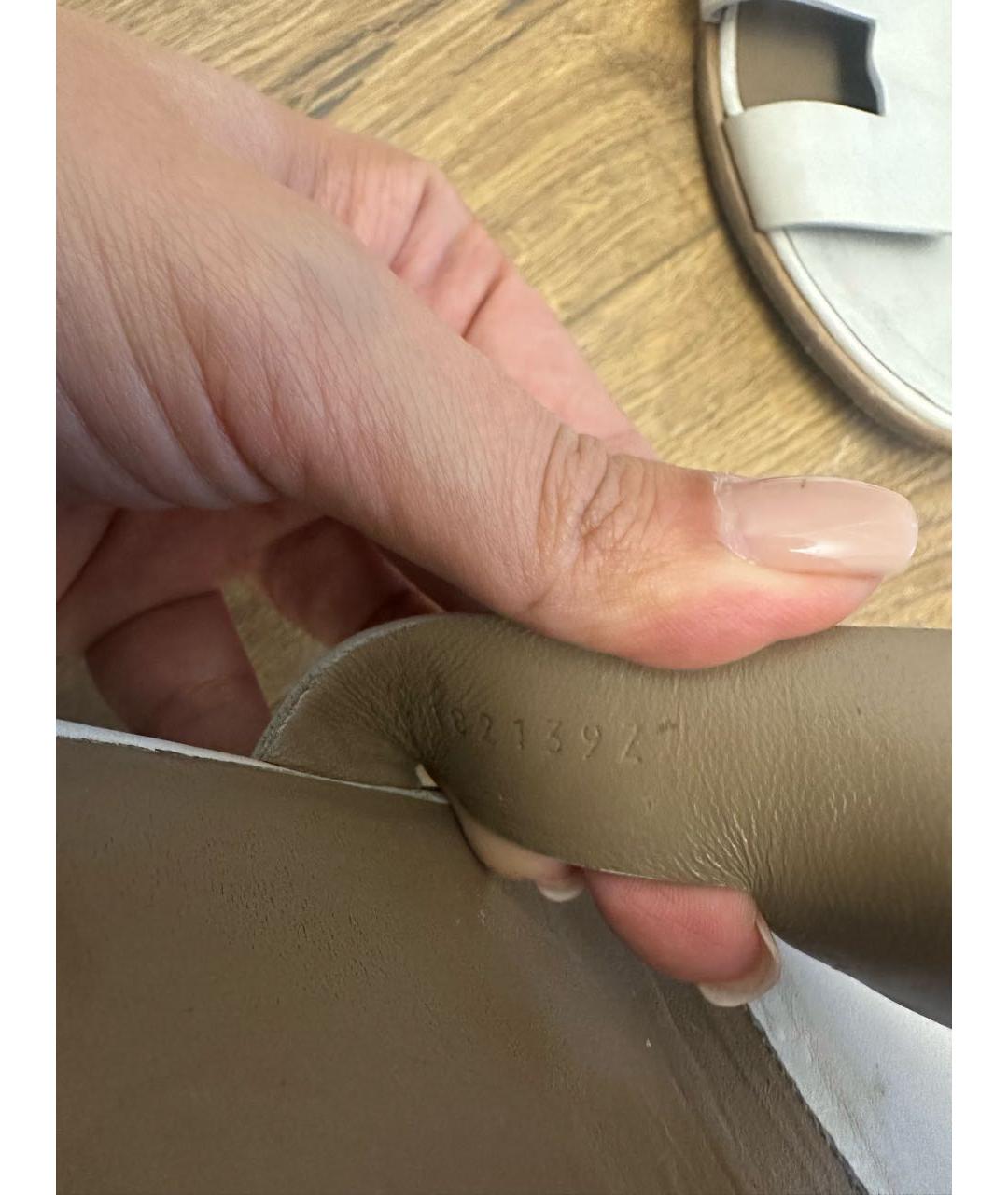 HERMES Белые кожаные сандалии, фото 4