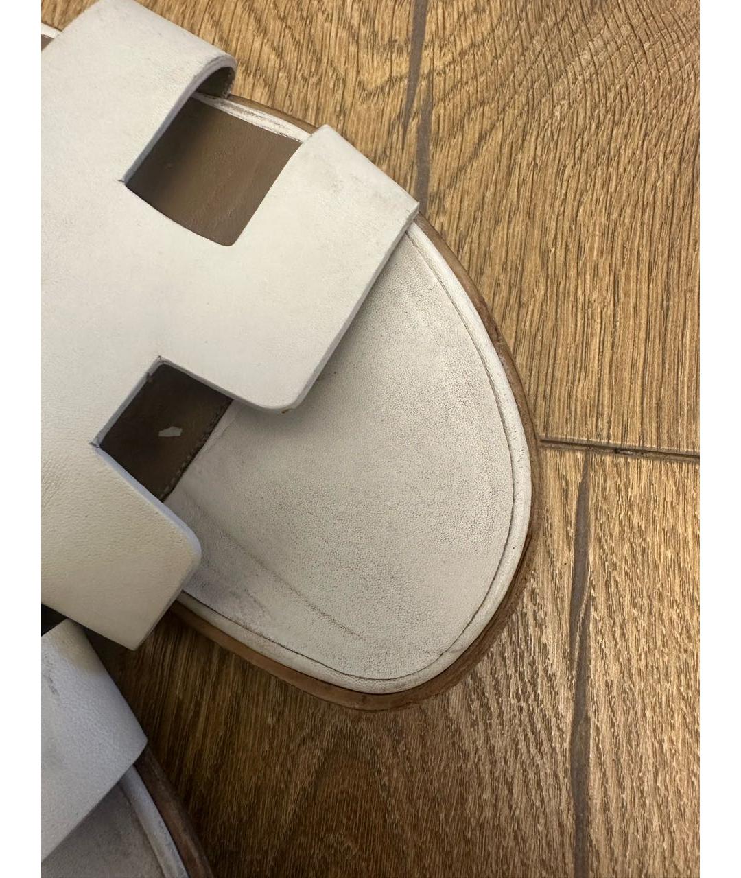 HERMES Белые кожаные сандалии, фото 7