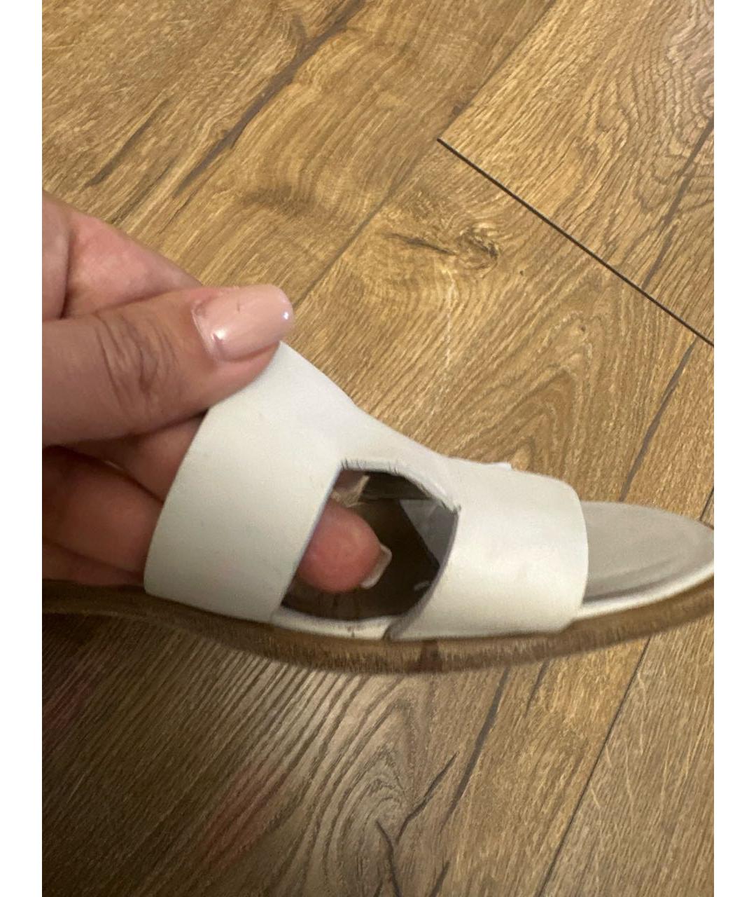 HERMES Белые кожаные сандалии, фото 8