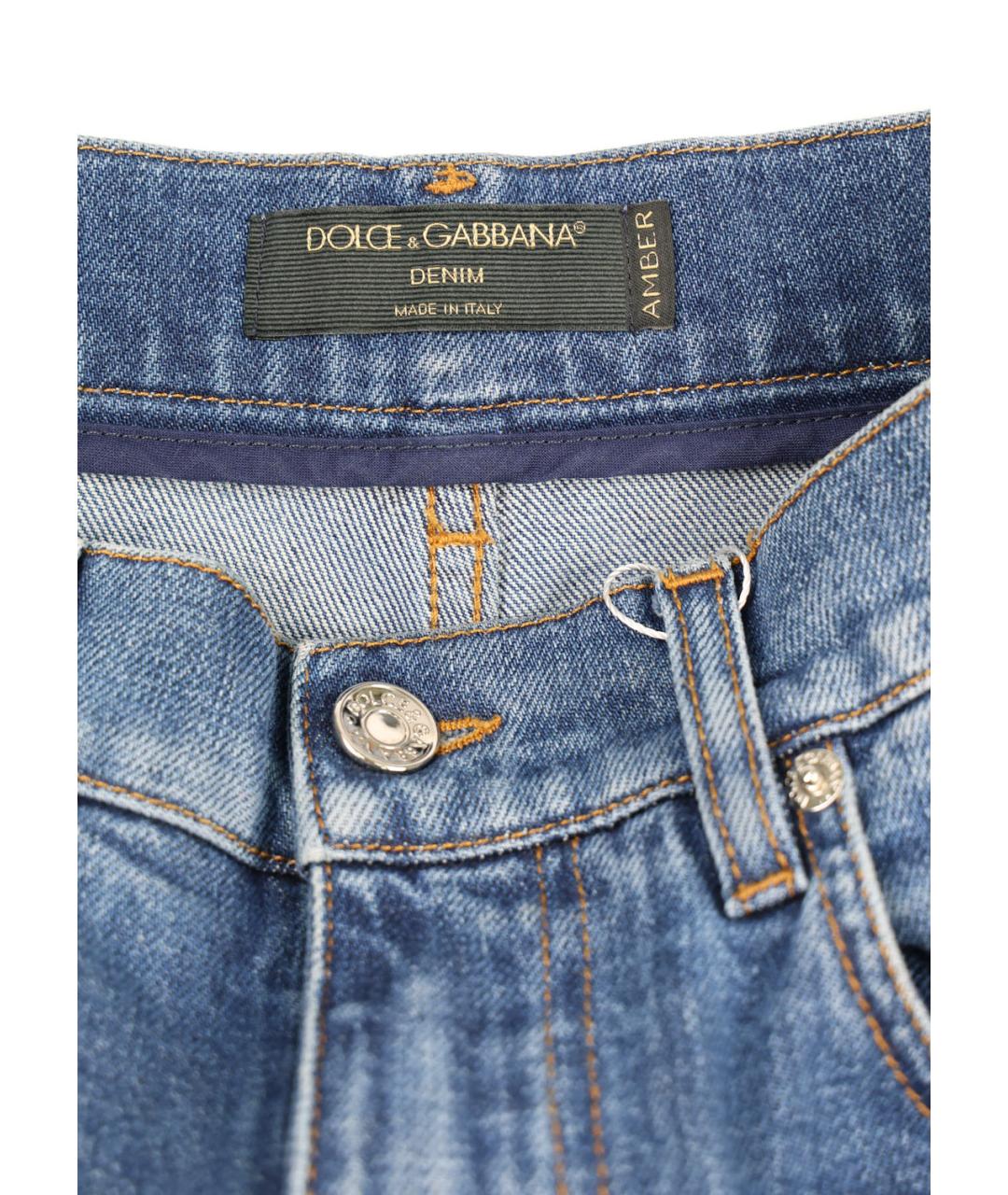 DOLCE&GABBANA Синие хлопковые джинсы слим, фото 6