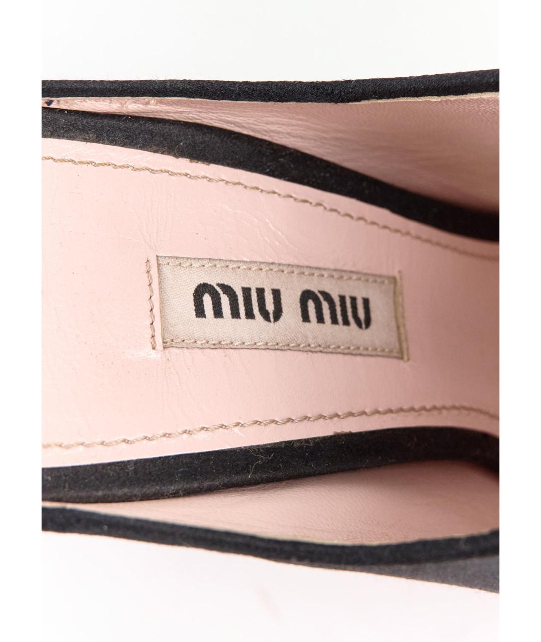 MIU MIU Черные текстильные сабо, фото 3