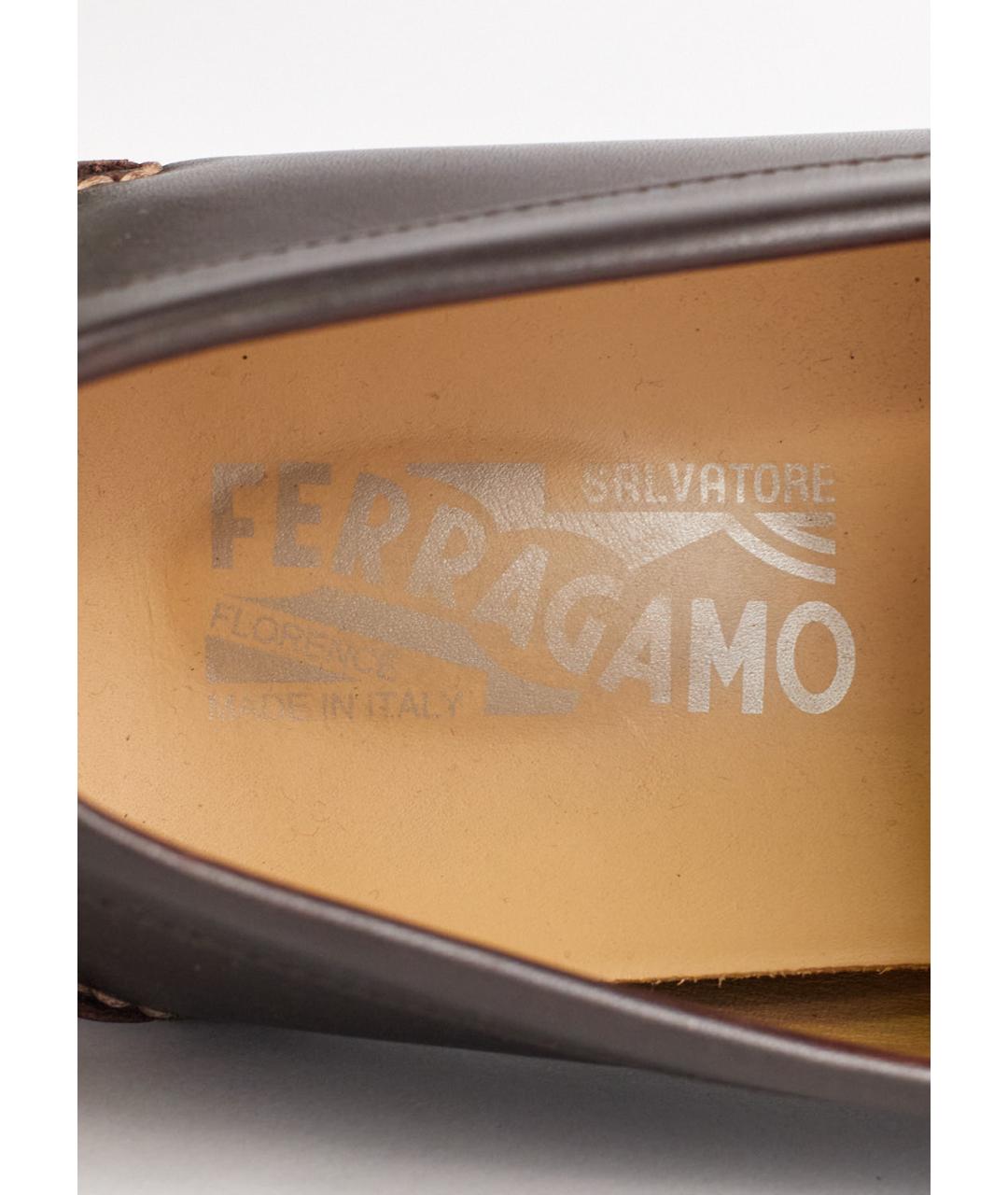 FERRAGAMO Коричневые кожаные мокасины, фото 3