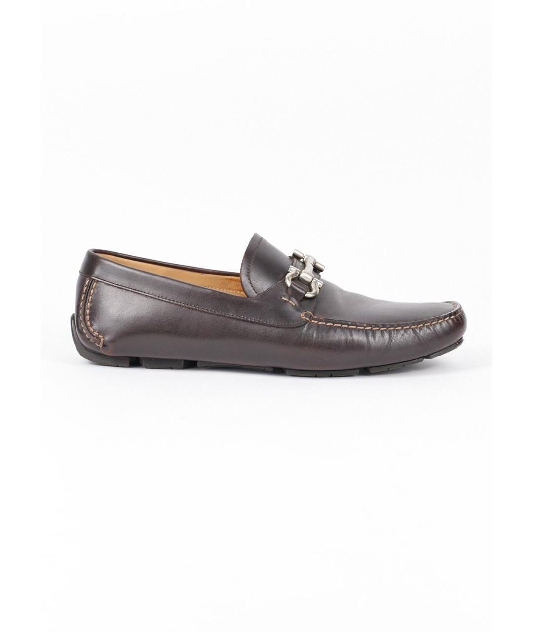 FERRAGAMO Коричневые кожаные мокасины, фото 1