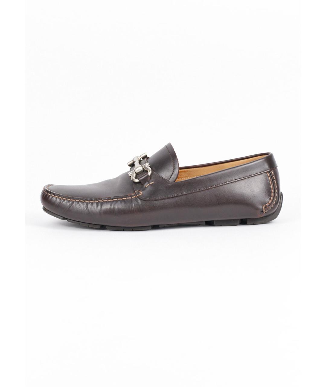 FERRAGAMO Коричневые кожаные мокасины, фото 6