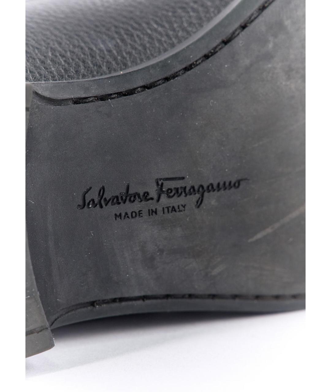 FERRAGAMO Черные кожаные лоферы, фото 5