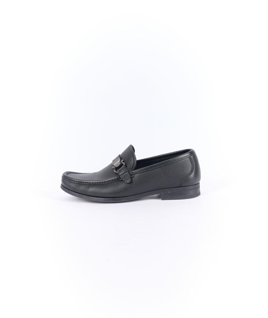 FERRAGAMO Черные кожаные лоферы, фото 6