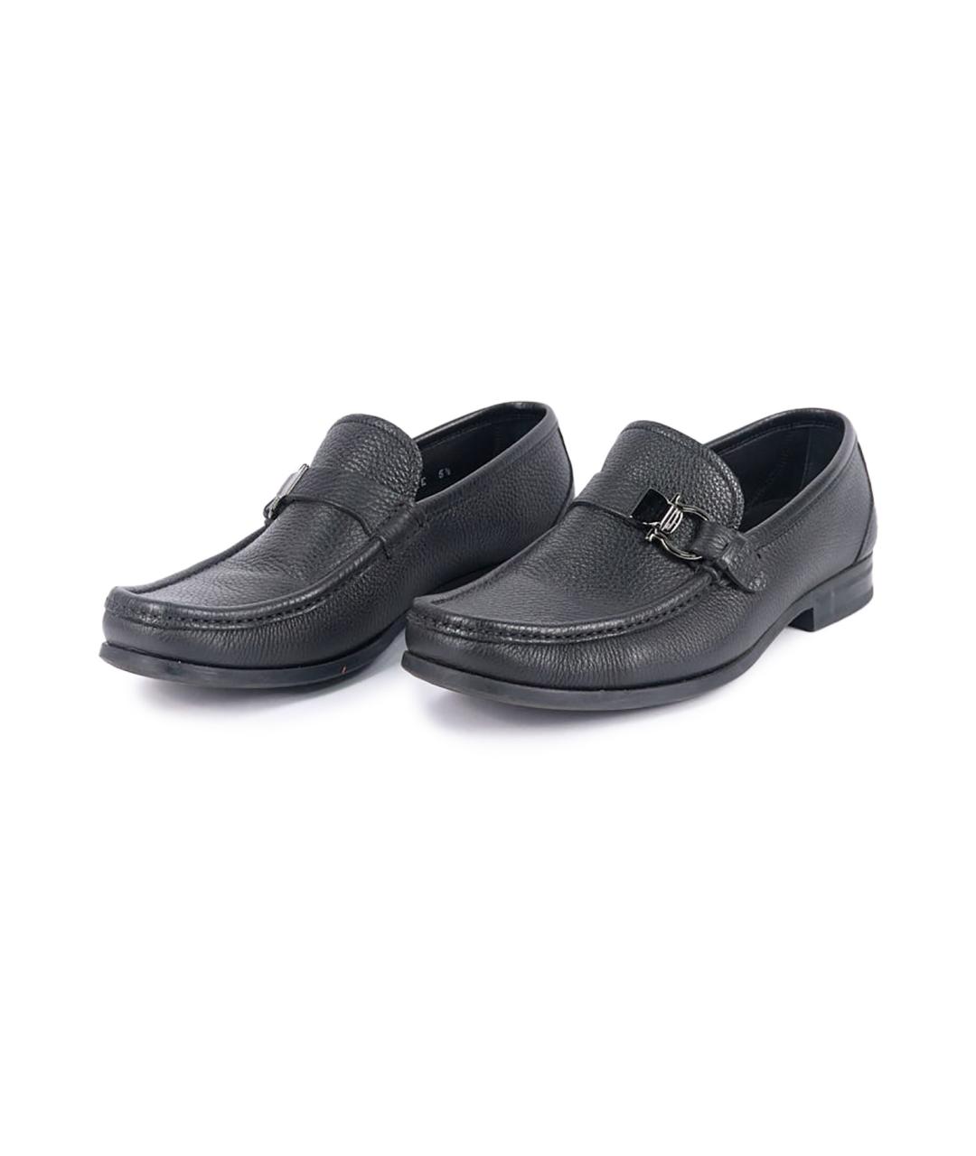FERRAGAMO Черные кожаные лоферы, фото 3