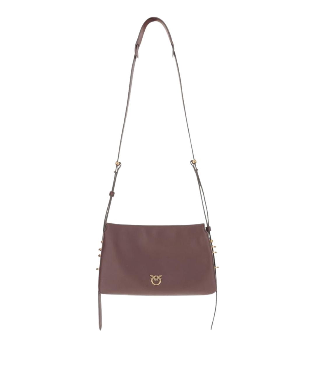 PINKO Коричневая кожаная сумка через плечо, фото 1