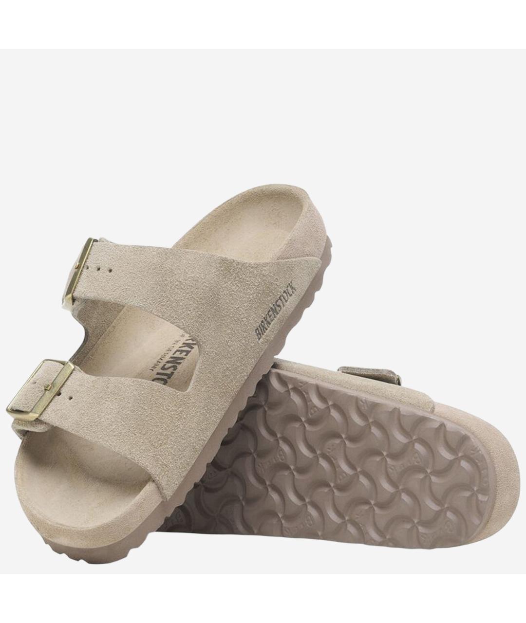 BIRKENSTOCK Бежевые замшевые босоножки, фото 4