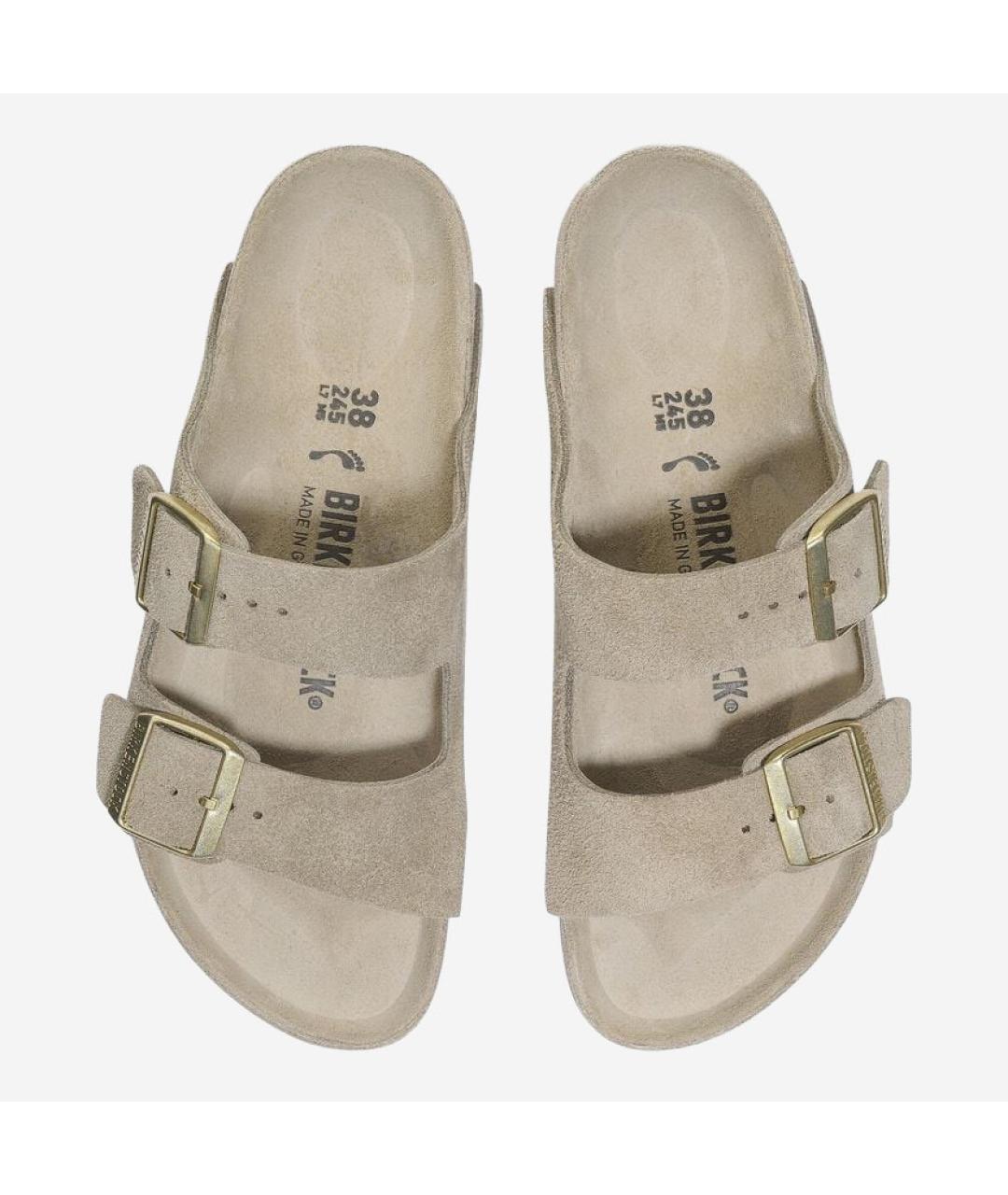 BIRKENSTOCK Бежевые замшевые босоножки, фото 3