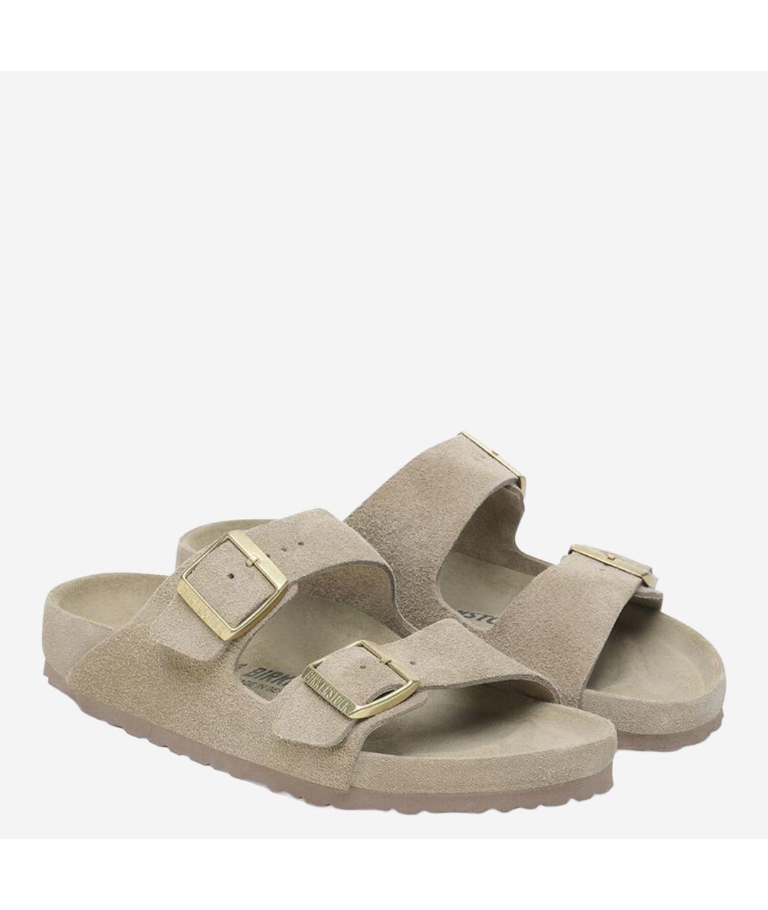 BIRKENSTOCK Бежевые замшевые босоножки, фото 2