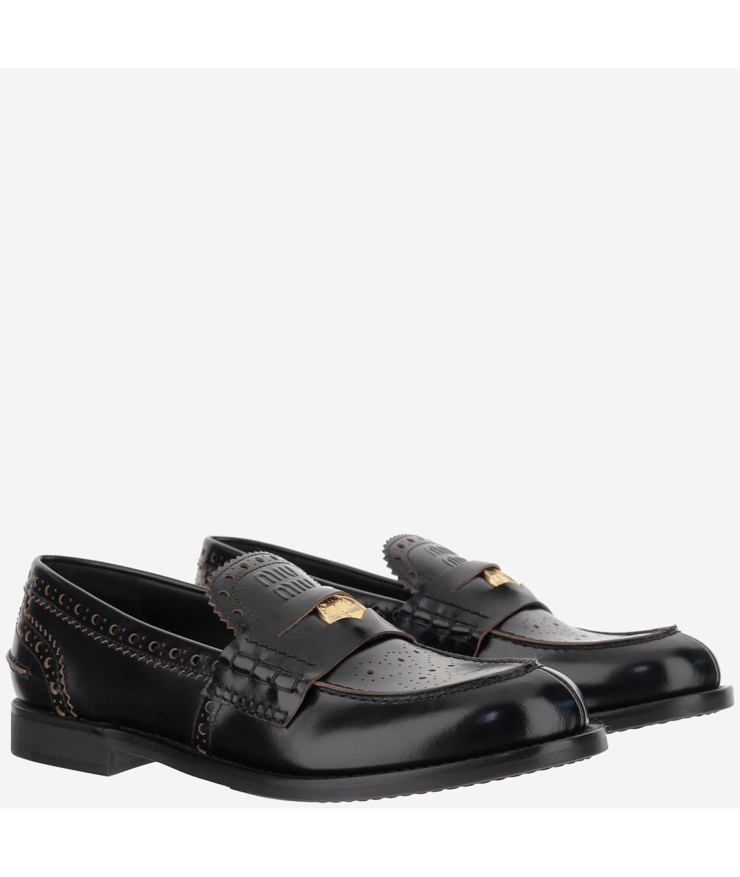 MIU MIU Черные кожаные лоферы, фото 3