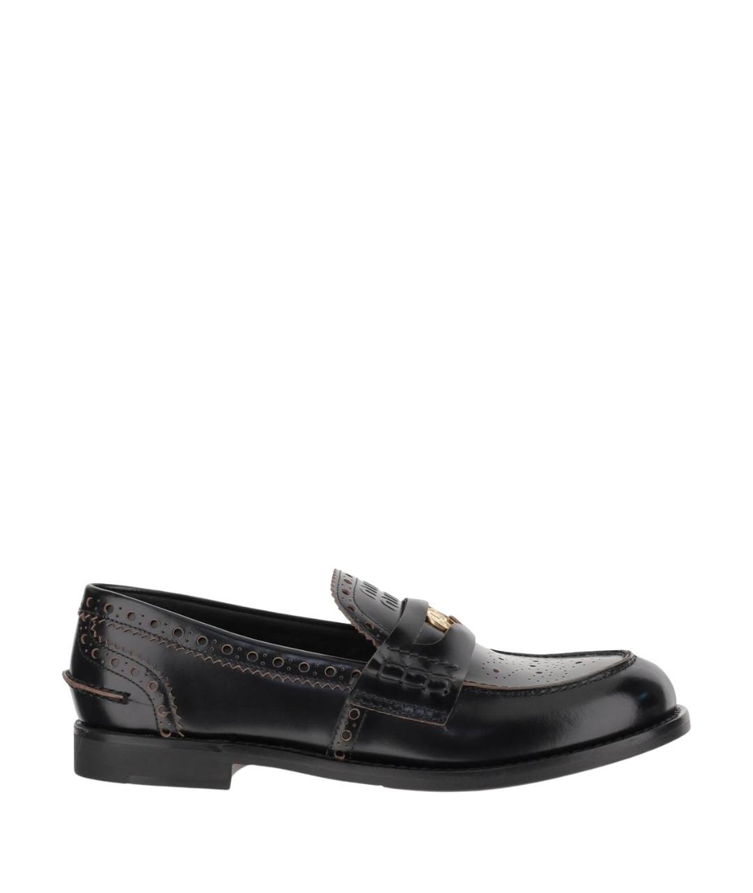 MIU MIU Черные кожаные лоферы, фото 1