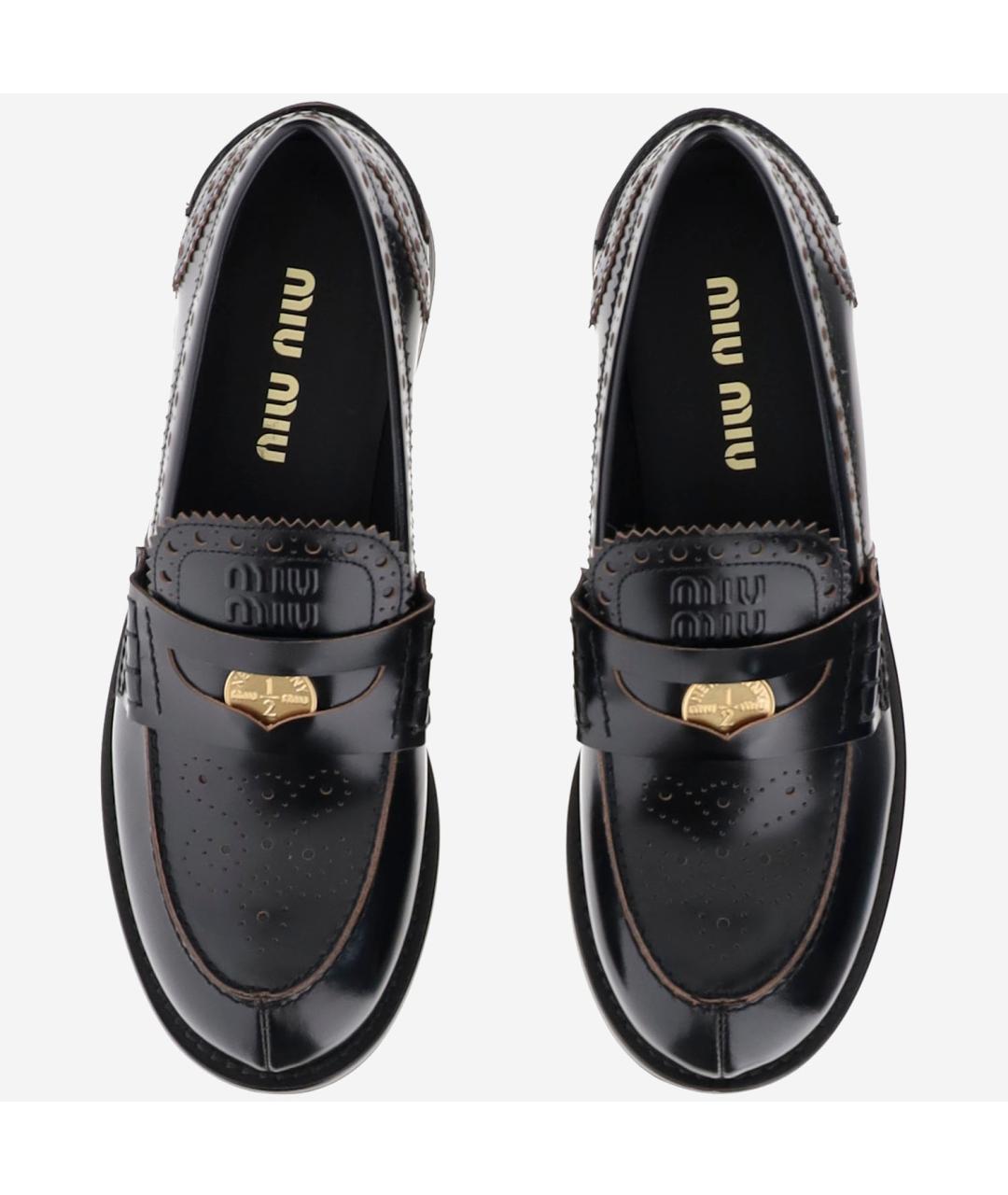 MIU MIU Черные кожаные лоферы, фото 2