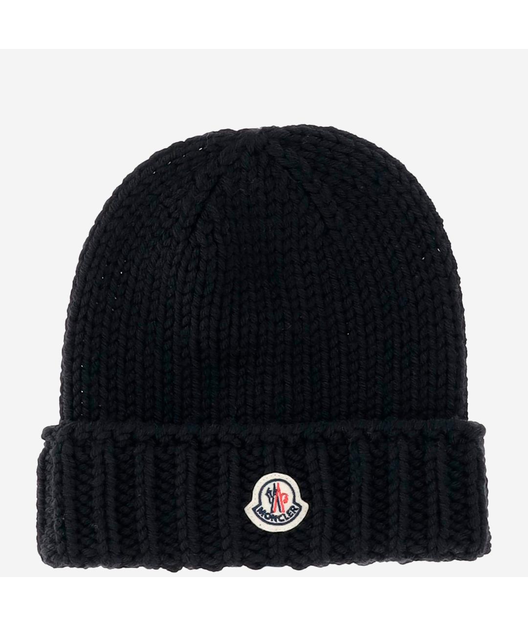 MONCLER Черная шерстяная шапка, фото 4