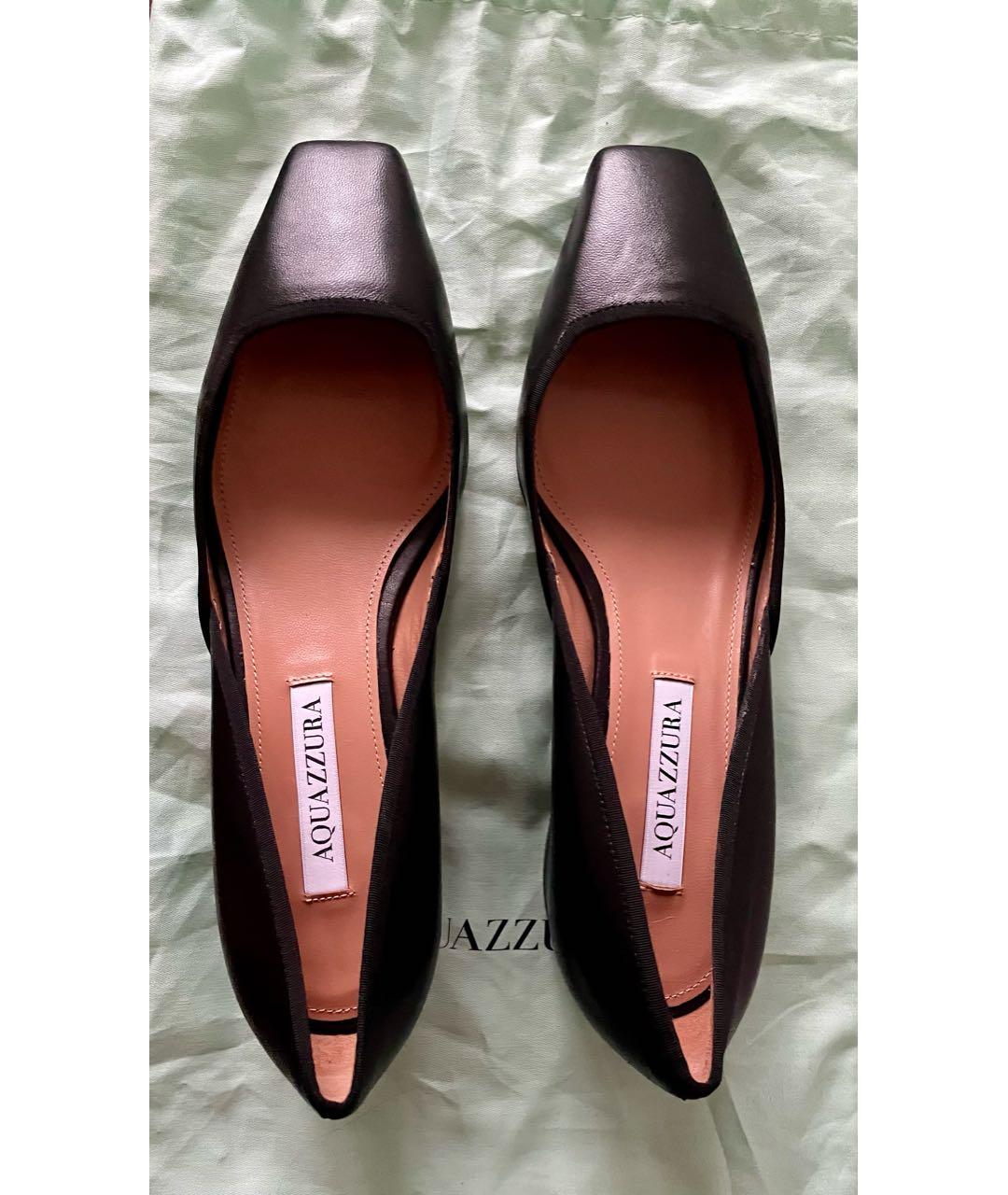 AQUAZZURA Черные кожаные туфли, фото 3