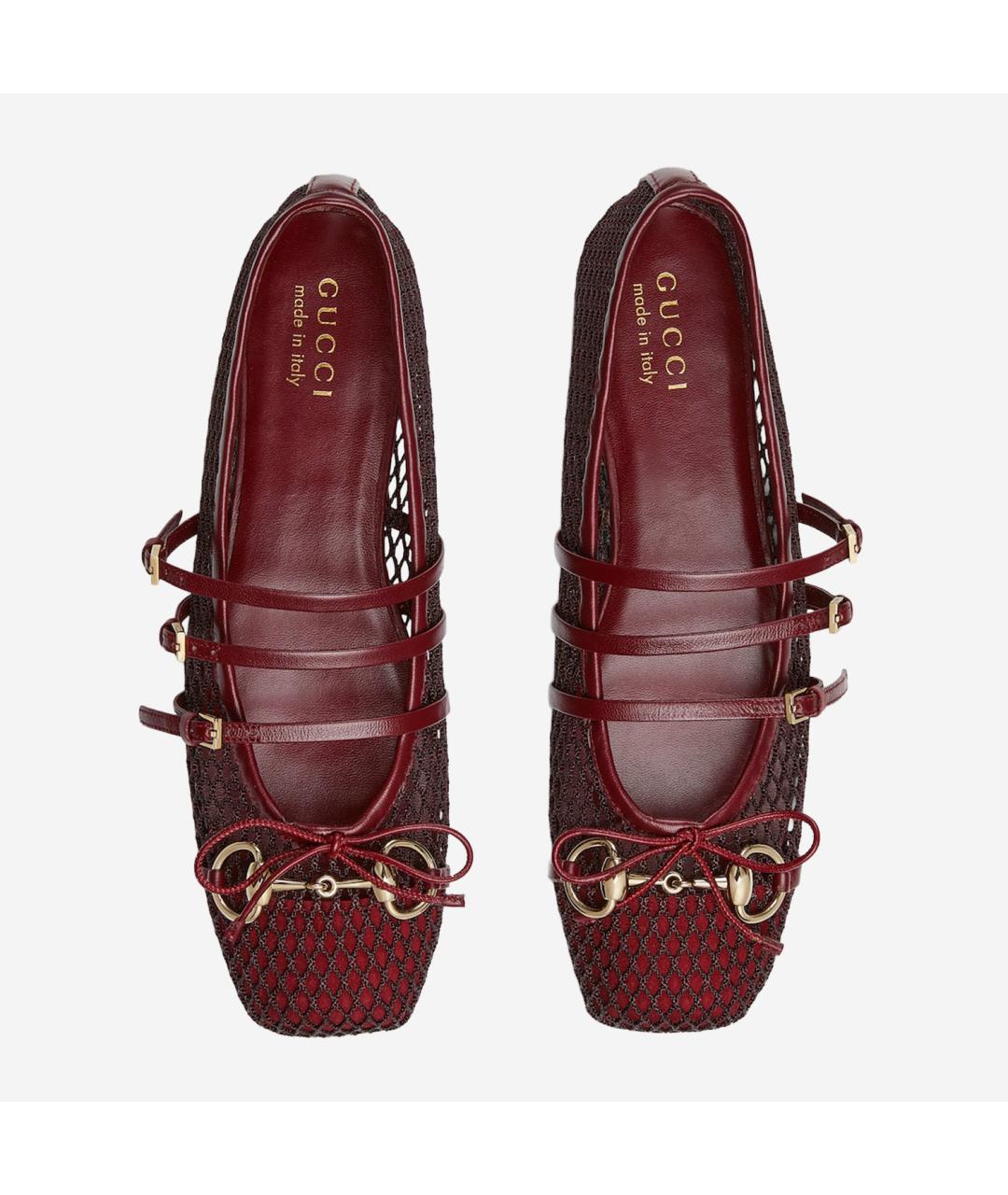 GUCCI Бордовые балетки, фото 4