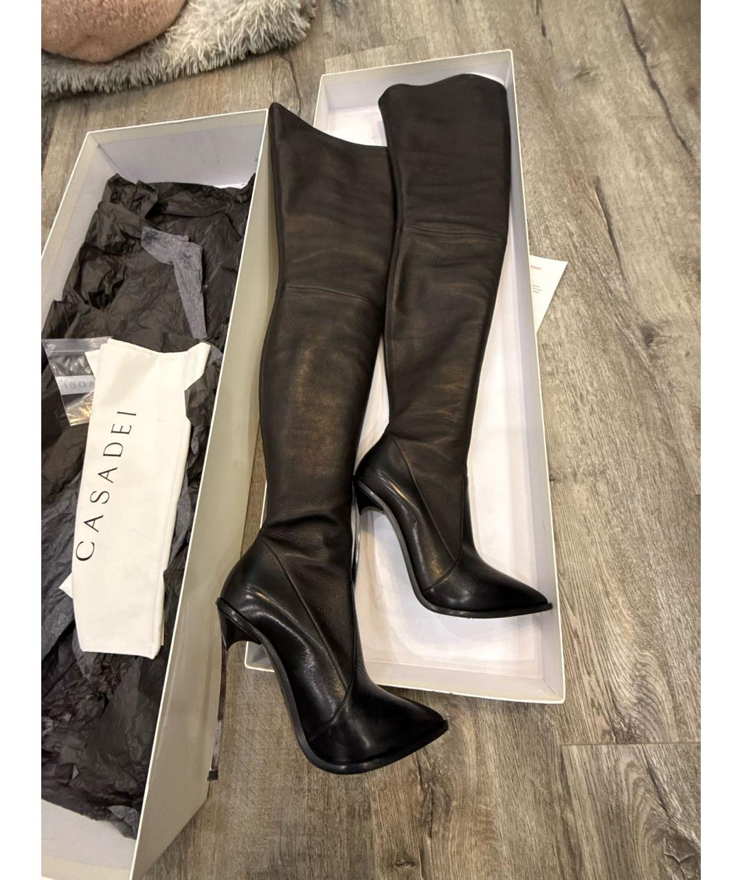 CASADEI Черные кожаные ботфорты, фото 5