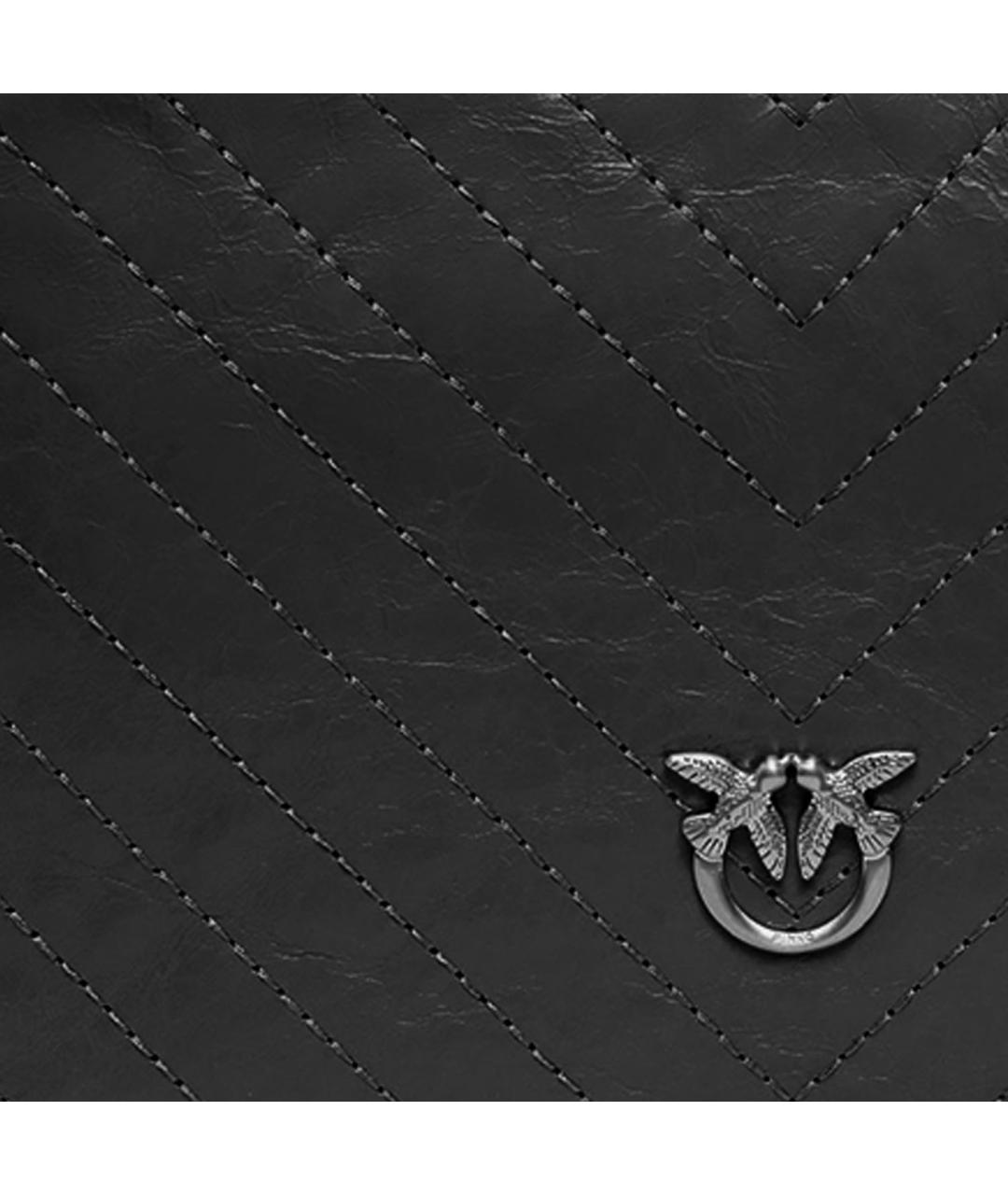 PINKO Черная кожаная сумка через плечо, фото 4