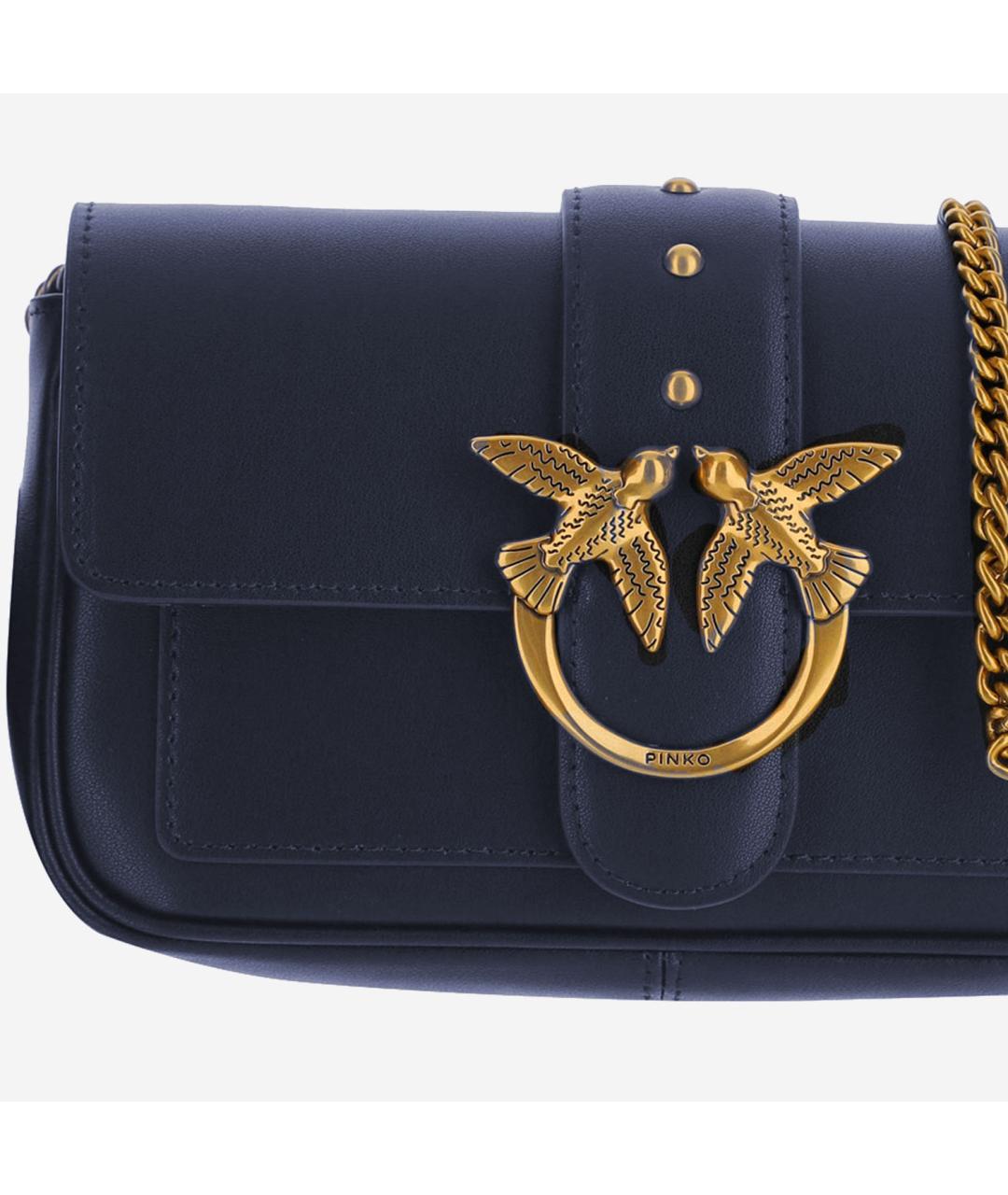 PINKO Синяя кожаная сумка через плечо, фото 4