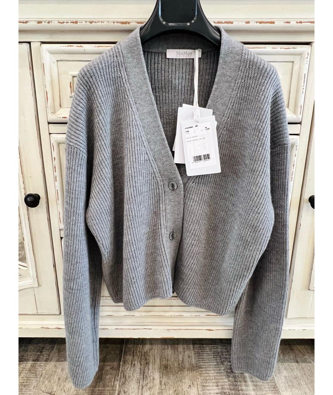 MAX MARA Серый шерстяной кардиган, фото 8