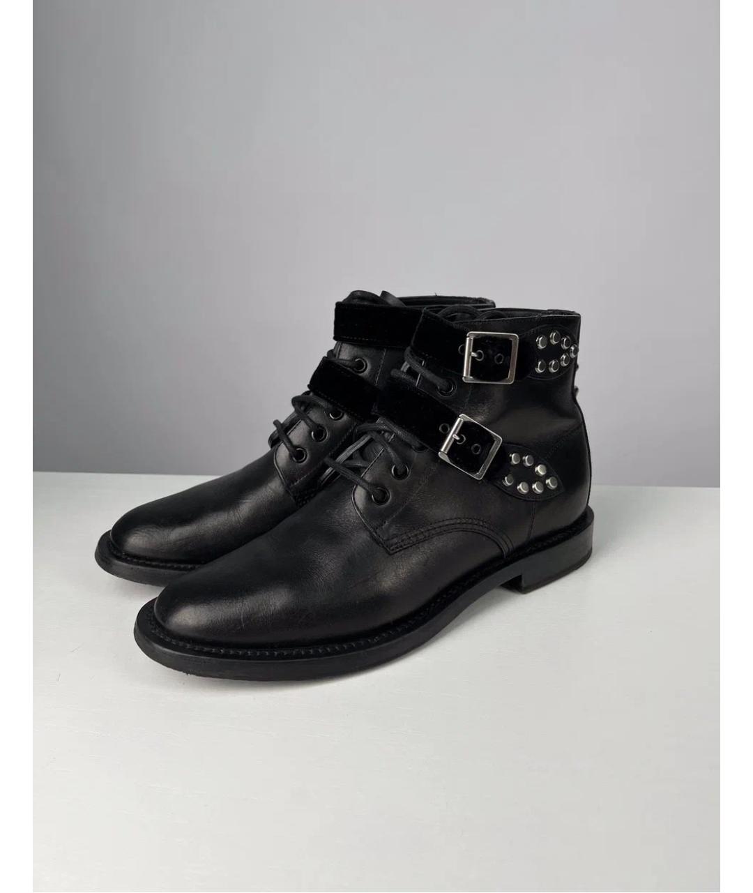 SAINT LAURENT Черные кожаные ботинки, фото 4