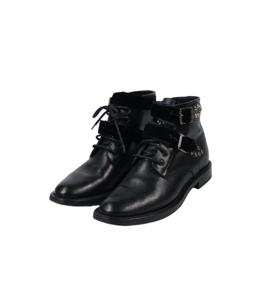 SAINT LAURENT Черные кожаные ботинки, фото 2