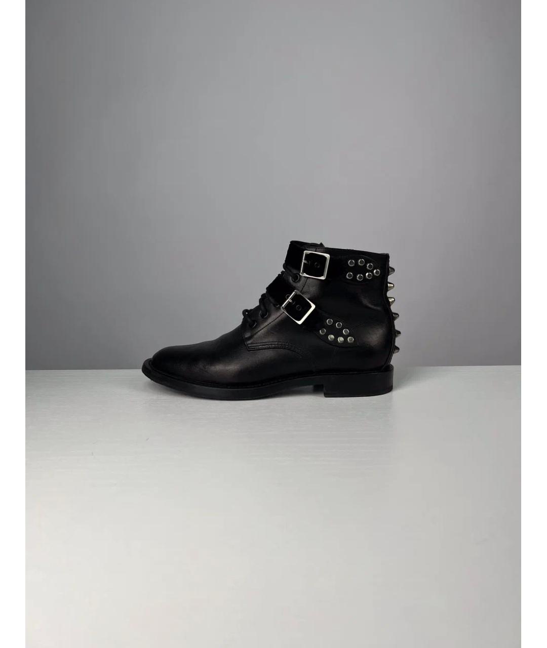 SAINT LAURENT Черные кожаные ботинки, фото 5