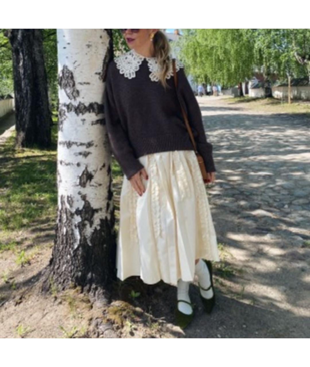 JIL SANDER Белая полиэстеровая юбка миди, фото 6