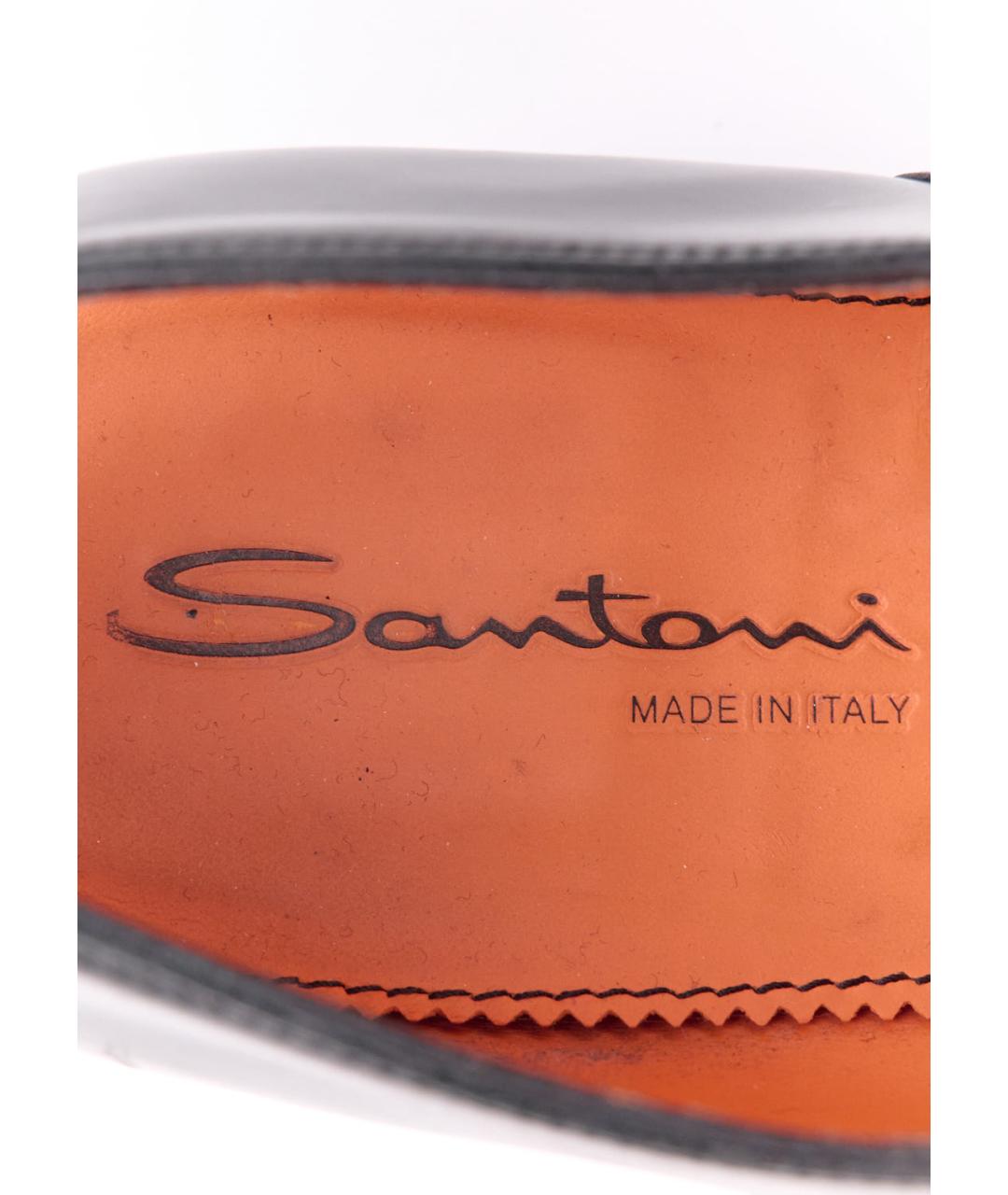 SANTONI Черные кожаные низкие ботинки, фото 5