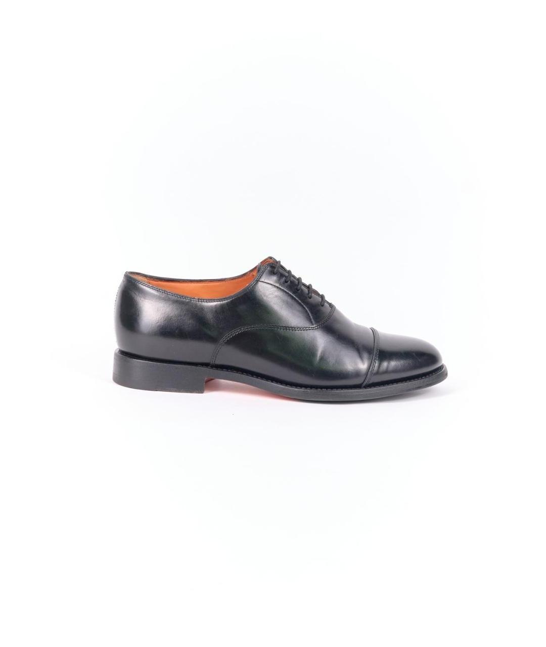 SANTONI Черные кожаные низкие ботинки, фото 1