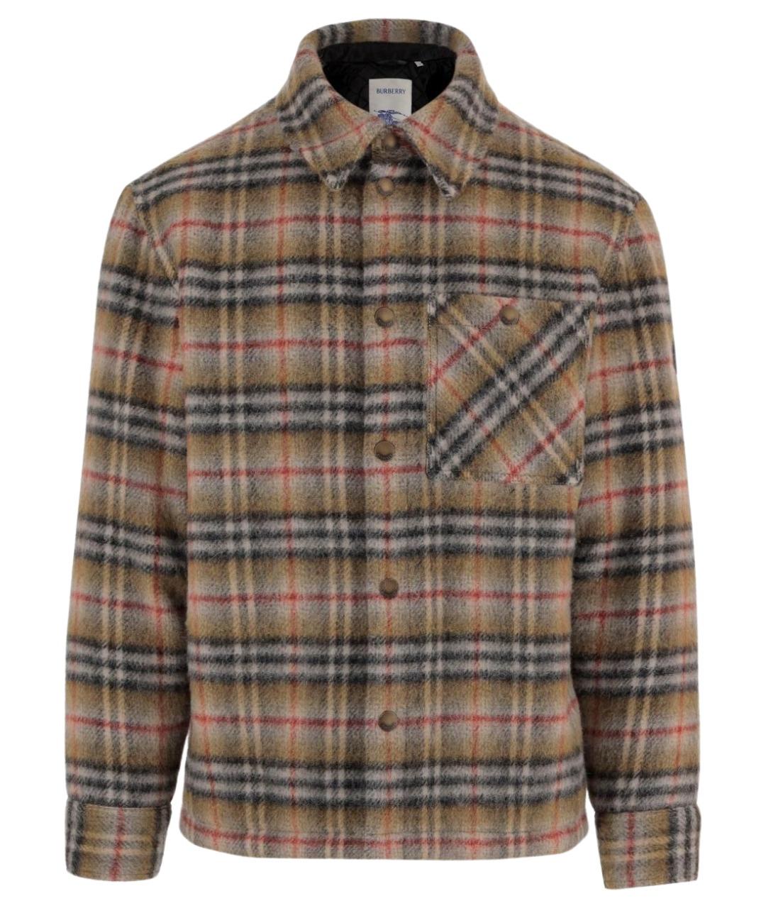 BURBERRY Бежевая шерстяная кэжуал рубашка, фото 1