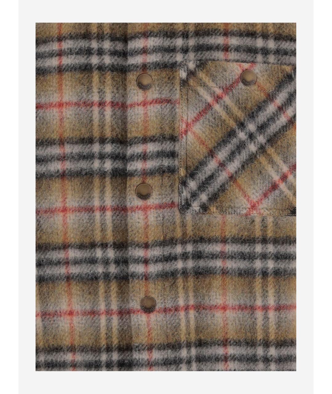 BURBERRY Бежевая шерстяная кэжуал рубашка, фото 3