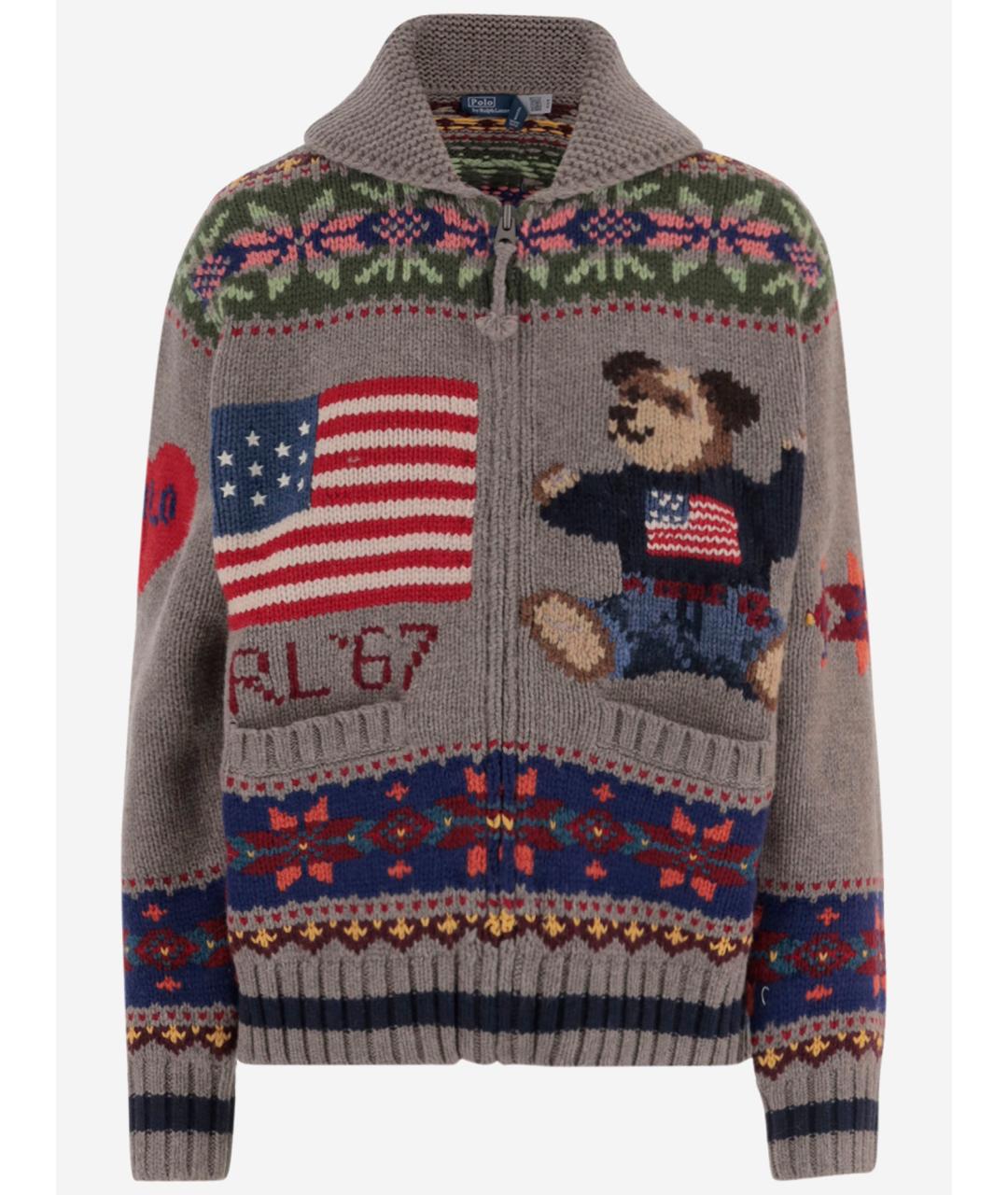 POLO RALPH LAUREN Серый шерстяной кардиган, фото 4