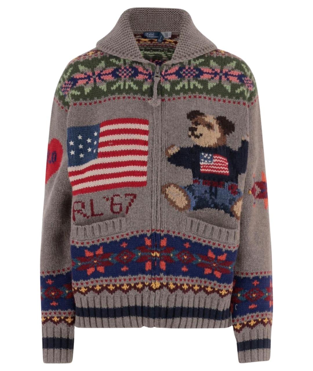 POLO RALPH LAUREN Серый шерстяной кардиган, фото 1