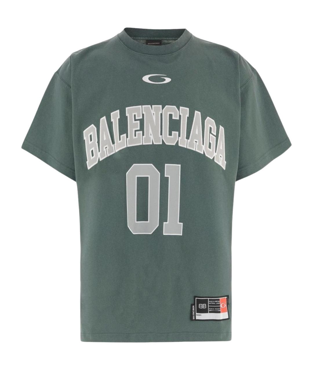 BALENCIAGA Зеленая хлопковая футболка, фото 1