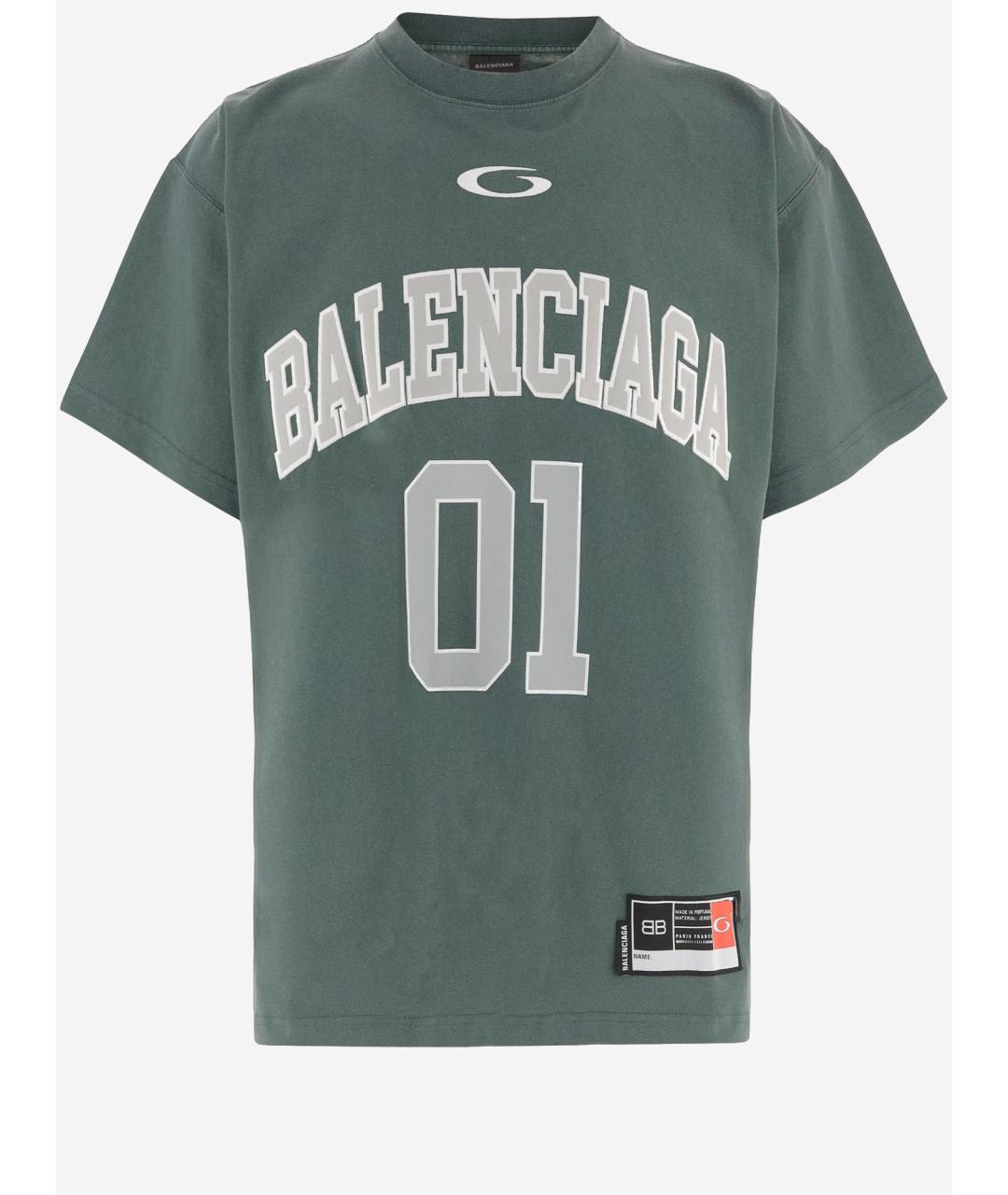 BALENCIAGA Зеленая хлопковая футболка, фото 4