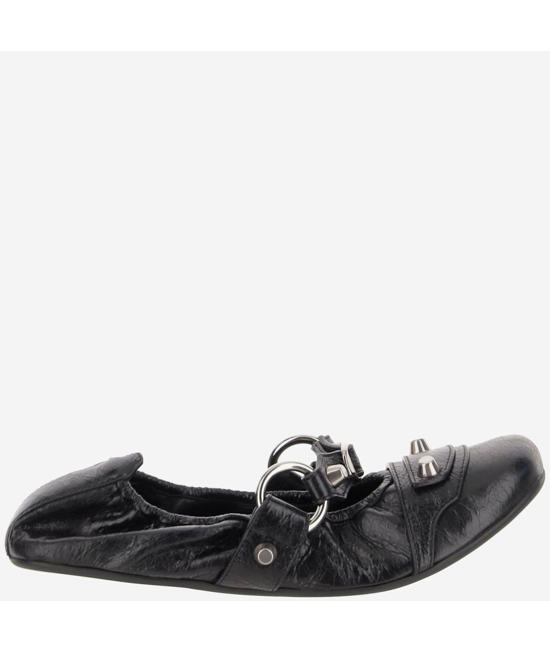 BALENCIAGA Черные кожаные балетки, фото 6